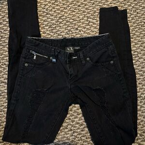 Armani Exchange Black Distressed Jeans